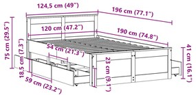 Σκελετός Κρεβατιού Χωρίς Στρώμα 120x190 εκ Μασίφ Ξύλο Πεύκου - Καφέ