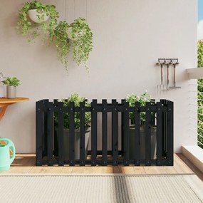 vidaXL Ζαρντινιέρα Υπερυψωμένη Σχ Φράχτη Μαύρη 150x50x70εκ Μασίφ Πεύκο
