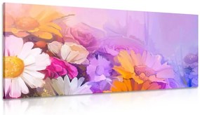 Εικόνα ελαιογραφία με λουλούδια με έντονα χρώματα - 120x40
