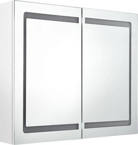 vidaXL Καθρέφτης Μπάνιου με Ντουλάπι &amp; LED Λαμπερό Λευκό 80x12x68 εκ.