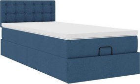 vidaXL Οθωμανικό κρεβάτι με στρώμα μπλε 90x190cm ύφασμα