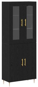 vidaXL Ψηλό Ντουλάπι Μαύρης Δρυός 69.5x34x180 εκ. Μηχανισμένο Ξύλο