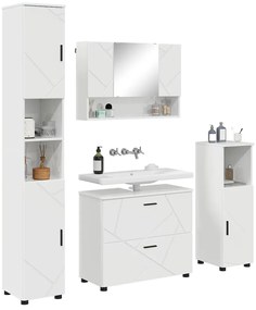 vidaXL Σετ Επίπλων Μπάνιου 4 pcs Γυαλιστερό λευκό 30 x 35 x 192 εκ.