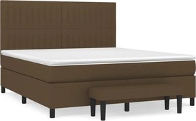 vidaXL Κρεβάτι Boxspring με Στρώμα Σκούρο Καφέ 180x200 εκ Υφασμάτινο