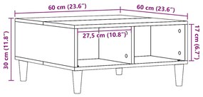Τραπεζάκι Σαλονιού Τεχνίτης Δρυς 60x60x30εκ. Επεξεργασμένο Ξύλο 856441