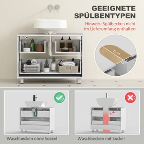 Μοντέρνο έπιπλο μπάνιου με 2 συρτάρια, ελεύθερο ντουλάπι νεροχύτη χωρίς βάση, λευκό