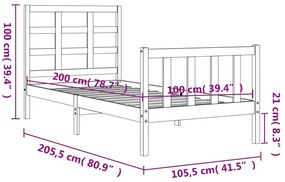 Σκελετός Κρεβατιού Χωρίς Στρώμα Λευκό 100x200 εκ. Μασίφ Πεύκο - Λευκό