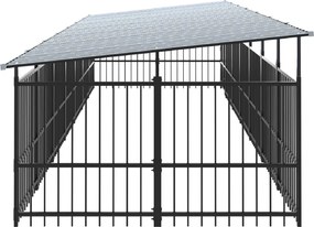 vidaXL Υπαίθριο Κλουβί Σκύλων με Οροφή από Χάλυβα 13,14 μ²