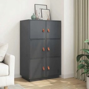 vidaXL Ντουλάπι Ψηλό Γκρι 67x40x108,5 εκ. από Μασίφ Ξύλο Πεύκου