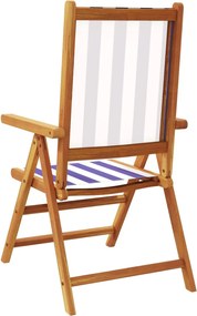 vidaXL Καρέκλες Κήπου 2τεμ. Μπλε / Λευκό Μασίφ Ακακία &amp; Ύφασμα