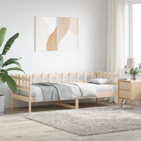 Καναπές Κρεβάτι 90 x 190 εκ. από Μασίφ Ξύλο Πεύκου - Καφέ