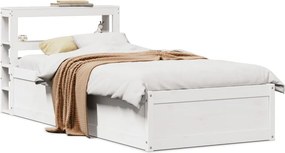 vidaXL Πλαίσιο Κρεβατιού με Κεφαλάρι Λευκό 90 x 190εκ. Μασίφ Πεύκο