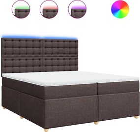 vidaXL Κρεβάτι Boxspring με Στρώμα Σκούρο Καφέ 200x200 εκ. Υφασμάτινο