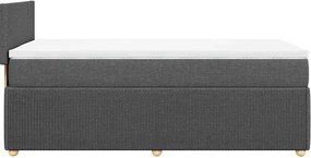 vidaXL Κρεβάτι Boxspring με Στρώμα Σκούρο Γκρι 90x190 εκ. Υφασμάτινο