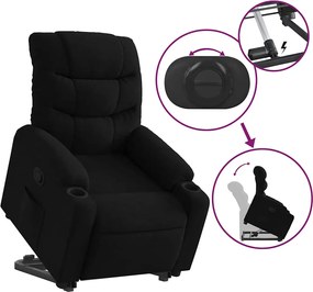 vidaXL Πολυθρόνα Ανακλινόμενη με Ανύψωση Μαύρη Υφασμάτινη