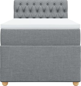 vidaXL Κρεβάτι Boxspring με Στρώμα Ανοιχτό Γκρι 100x200 εκ. Υφασμάτινο