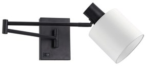 SE21-BL-52-SH1 ADEPT WALL LAMP Black Wall Lamp with Switcher and White Shade+