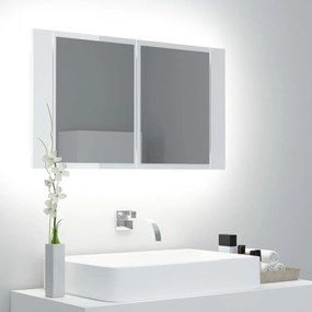Καθρέφτης Μπάνιου με LED Γυαλιστερό Λευκό 80x12x45εκ. Ακρυλικός