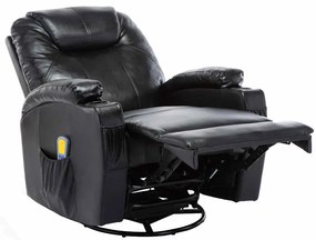 vidaXL Πολυθρόνα Μασάζ Ανακλινόμενη Μαύρη από Συνθετικό Δέρμα