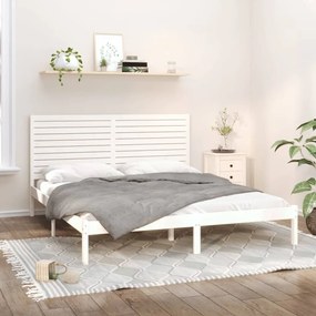 vidaXL Πλαίσιο Κρεβατιού Λευκό 180 x 200 εκ. Μασίφ Ξύλο Super King