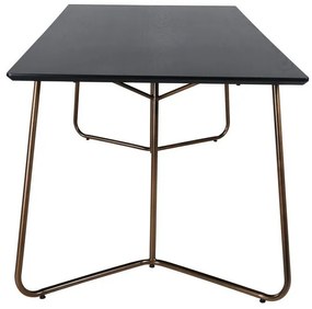 Τραπέζι Dallas 1721, Χάλκινο, Μαύρο, 75x90x190cm, Φυσικό ξύλο καπλαμά, Ινοσανίδες μέσης πυκνότητας, Μέταλλο | Epipla1.gr