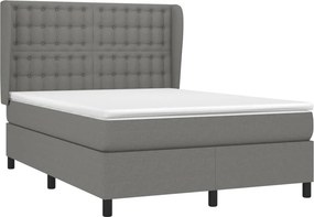 vidaXL Κρεβάτι Boxspring με Στρώμα Σκούρο Γκρι 140x190 εκ. Υφασμάτινο