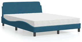 Κρεβάτι με Στρώμα Μπλε 120x200 εκ. Βελούδινο