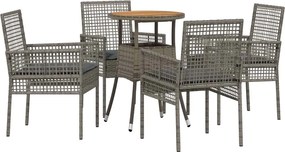 vidaXL Σέτ φαγητού για κήπο 5 pcs Γκρι συνθετικό ρατάν
