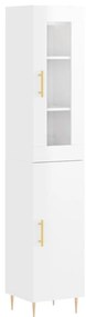 Ντουλάπι Γυαλ. Λευκό 34,5 x 34 x 180 εκ. από Επεξεργασμένο Ξύλο - Λευκό