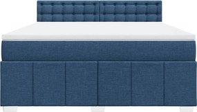 vidaXL Κρεβάτι Boxspring με Στρώμα Μπλε 180x200 εκ. Υφασμάτινο