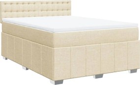 vidaXL Κρεβάτι Boxspring με Στρώμα Κρεμ 140x200 εκ. Υφασμάτινο