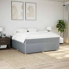 vidaXL Κρεβάτι Boxspring με Στρώμα Ανοιχτό Γκρι 200x200 εκ. Υφασμάτινο