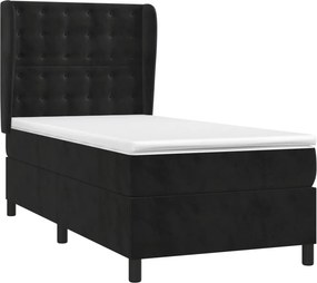 vidaXL Κρεβάτι Boxspring με Στρώμα Μαύρο 90x190 εκ. Βελούδινο