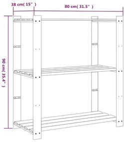 Ραφιέρα με 3 Ράφια Καφέ 80 x 38 x 90 εκ. από Μασίφ Ξύλο Πεύκου - Καφέ