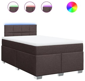 vidaXL Κρεβάτι Boxspring με Στρώμα Σκούρο Καφέ 120x190 εκ Υφασμάτινο