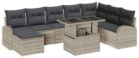 vidaXL Σετ Καναπέ Κήπου με αποθήκευση 9 pcs Ανοιχτό γκρι Πολυ ράταν