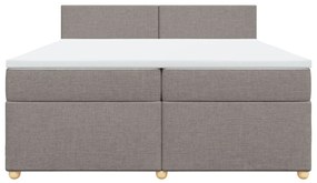 Κρεβάτι Boxspring με Στρώμα Taupe 200x200 εκ. Υφασμάτινο - Μπεζ-Γκρι