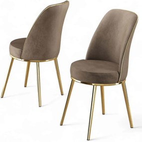 Καρέκλα Pefa Babyface (Σετ 4Τμχ) 240CHR1553 45x42x91cm Cappuccino-Gold Metal, Fabric