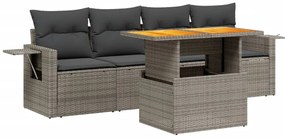 vidaXL Σετ Καναπέ Κήπου 5 τεμ. Μπεζ Συνθετικό Ρατάν με Μαξιλάρι