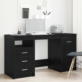 vidaXL Γραφείο με ράφι Μαύρη δρυς 140 x 50 x 76 εκ. Επεξεργασμένο ξύλο
