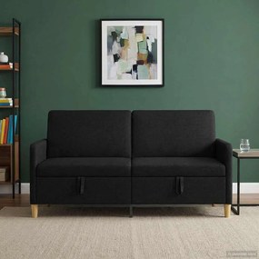 vidaXL Καναπές με Αποθήκευση Μαύρο 172 x 78 x 87 εκ Πολυεστέρας
