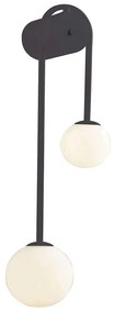 Φωτιστικό Τοίχου - Απλίκα Polina 4266300 20,5x58cm 2xG9 40W Black-Opal Viokef Steel,Glass