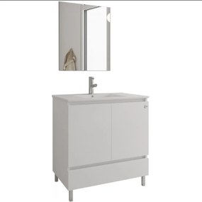 Drop Delta 75 Slim White Gloss 77x47 - Πάγκος με Νιπτήρα &amp; Καθρέπτη