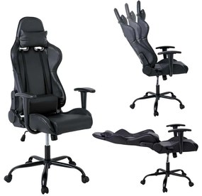 Gaming/Manager Πολυθρόνα Bf8350 Pu Μαύρο . Διάσταση: 69x69x126/136cm 69x69x126/136cm