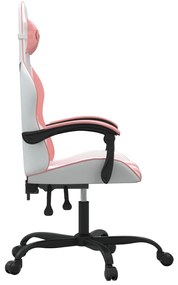 vidaXL Καρέκλα Gaming Λευκό και Ροζ από Συνθετικό Δέρμα
