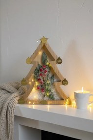 Δέντρο ξύλινο με γκι και φως με ονόματα