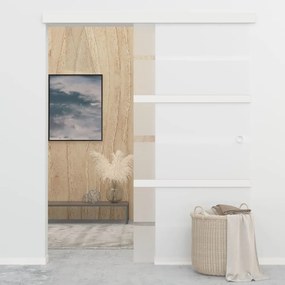 Συρόμενη Πόρτα Ασημί 102,5 x 205 εκ. από Γυαλί ESG / Αλουμίνιο - Ασήμι