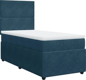 vidaXL Κρεβάτι Boxspring με Στρώμα Μπλε 80 x 200 εκ. Βελούδινο