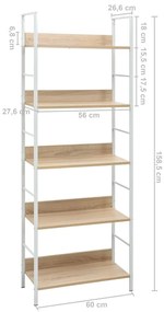 vidaXL Ραφιέρα 5 Επιπέδων Δρυς 60x27,6x158,5 εκ. Επεξεργασμένο Ξύλο