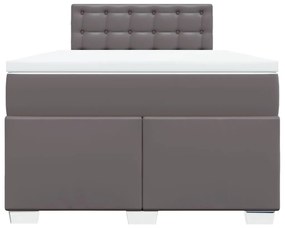 vidaXL Κρεβάτι Boxspring με Στρώμα Γκρι 120x200εκ. από Συνθετικό Δέρμα